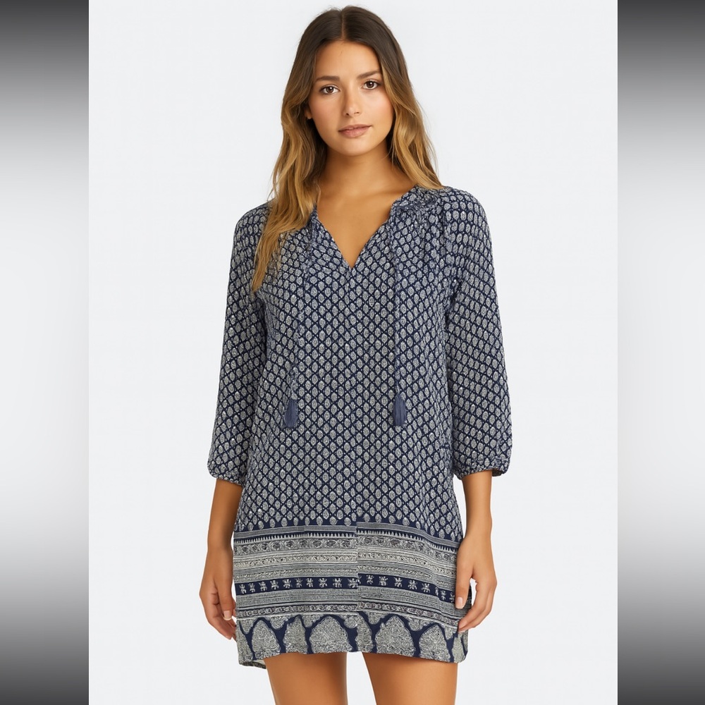 Roxy S Blue Floral Beach Swim Coverup Dress